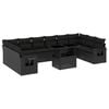 vidaXL 11 pcs conjunto sof&aacute;s de jardim c/ almofad&otilde;es vime PE preto