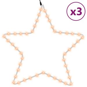 vidaXL Figura natal&iacute;cia de estrelas + 48 LEDs 3pcs 56 cm branco quente