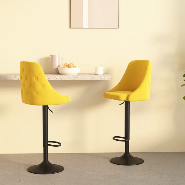 vidaXL Bancos de bar 2 pcs veludo amarelo mostarda