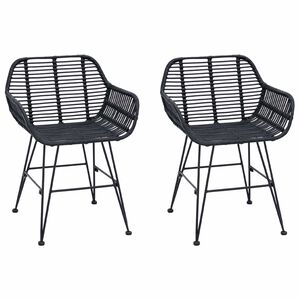 vidaXL Cadeira de jantar 2 unid. Rattan e Ferro Preto 55 x 50 x 74 cm