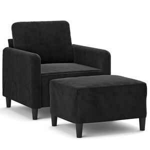vidaXL Poltrona com apoio de p&eacute;s 60 cm veludo preto