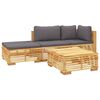 vidaXL 4 pcs conjunto lounge jardim c/ almofad&otilde;es madeira teca maci&ccedil;a