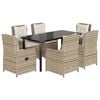 vidaXL 7 pcs conjunto de jantar p/ jardim com almofad&otilde;es vime PE bege