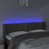 vidaXL Cabeceira cama c/ luzes LED veludo 147x16x78/88cm cinza-escuro