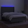 vidaXL Cama box spring c/ colch&atilde;o e LED 140x200 cm tecido cinza-escuro
