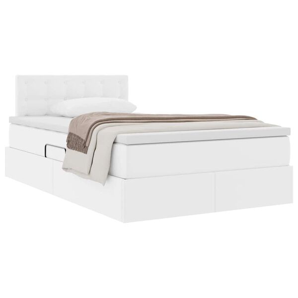 vidaXL Cama com arruma&ccedil;&atilde;o e colch&atilde;o com colch&atilde;o Branco 120 x 190 cm