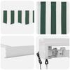 vidaXL Toldo Retrátil Manual Verde e branco 350 x 250 cm Tecido, Metal