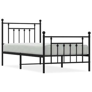 vidaXL Estrutura de cama com cabeceira e p&eacute;s 90x200 cm metal preto