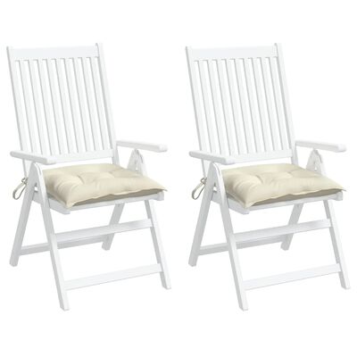vidaXL Almofadões de cadeira 2 pcs 40x40x7cm tecido oxford branco nata