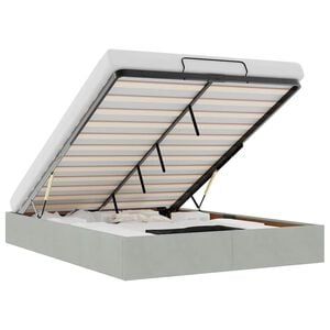 vidaXL Otomano Bed Frame No Colch&atilde;o Cinzento Claro 140x190 cm Veludo