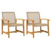 vidaXL Cadeiras de jardim 2 pcs vime PE/madeira de ac&aacute;cia maci&ccedil;a bege