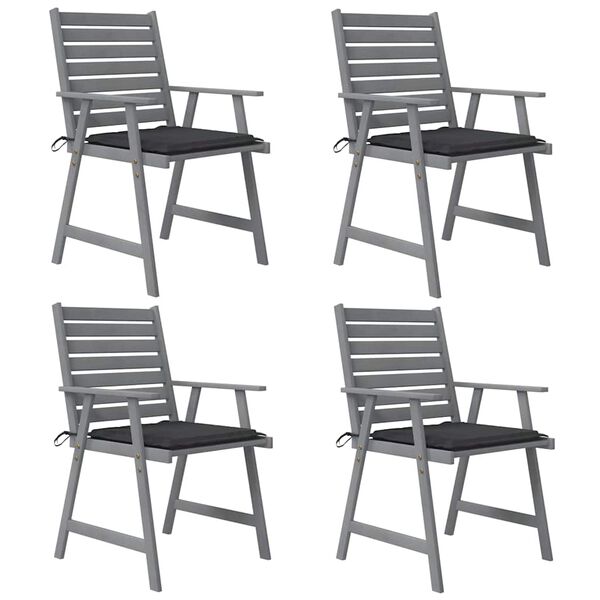 vidaXL Cadeiras de jantar p/ jardim 4 pcs c/ almofad&otilde;es ac&aacute;cia maci&ccedil;a
