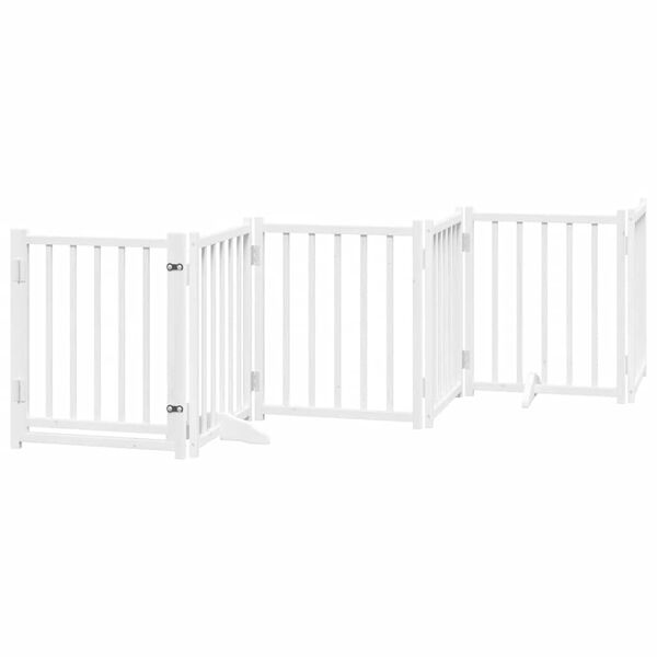 vidaXL Port&atilde;o p/ c&atilde;es com porta dobr&aacute;vel 15 pain&eacute;is 750cm &aacute;lamo branco