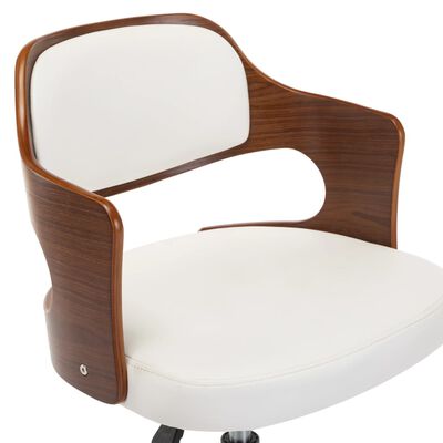 vidaXL Cadeira jantar giratória madeira curvada/couro artif. branco