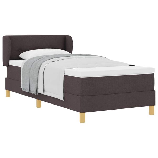 vidaXL Cama Box com colch&atilde;o Marrom Escuro 90 x 190 cm tecido