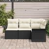vidaXL Conjunto de Sof&aacute; de Jardim 4 pcs Preto vime PE