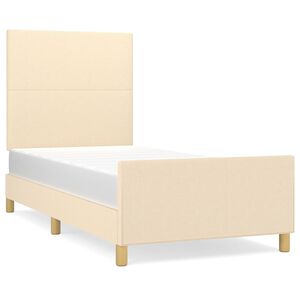 vidaXL Estrutura de cama sem colch&atilde;o 100x200 cm tecido cor creme