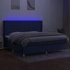 vidaXL Cama box spring c/ colch&atilde;o e LED 200x200 cm tecido azul