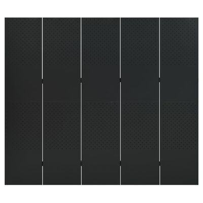 vidaXL Divisórias/biombos com 5 painéis 2 pcs aço 200x180 cm preto