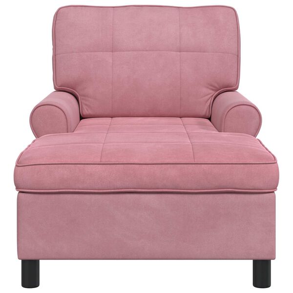vidaXL Chaise Lounge com almofada Rosa 91 x 157 x 91 cm Veludo