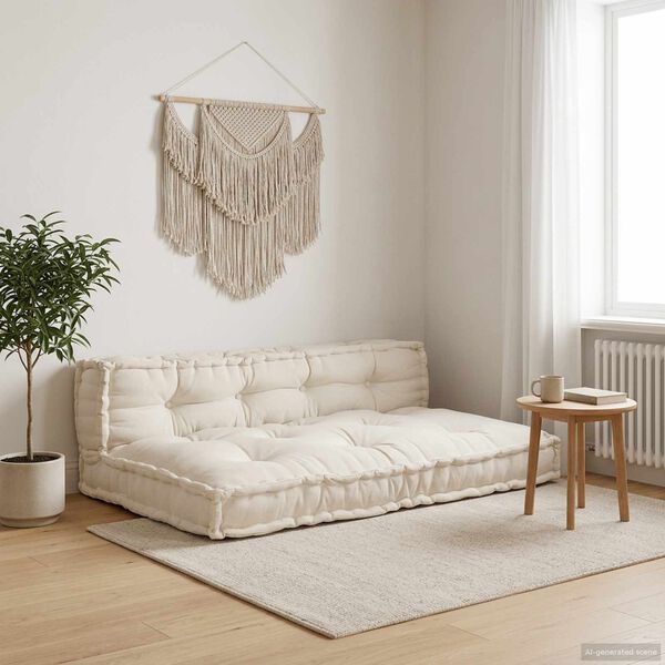 vidaXL Travesseiro para Sof&aacute; Pallet 2 pcs Creme 120 x 80 x 38 cm