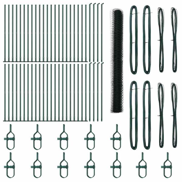 vidaXL Cerca com Postes Verde 1.4 x 100 m Aço revestido de PVC