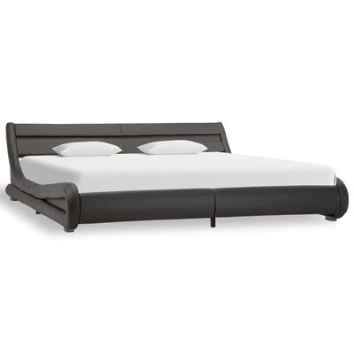 vidaXL Estrutura de cama com LED 180x200 cm couro artificial cinzento
