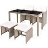 vidaXL 5 pcs conjunto jantar exterior com almofad&otilde;es vime PE bege