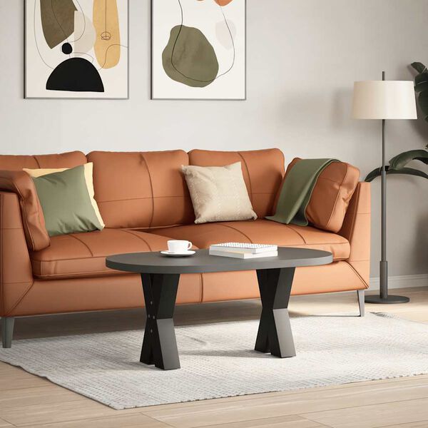 vidaXL P&eacute;s para mesa de centro em formato de X, 2 pe&ccedil;as, preto, 38x(42-43) cm, a&ccedil;o