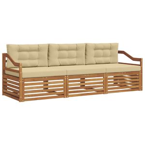 vidaXL Conjunto de Sof&aacute;s para Exterior 3 pcs Natural e Bege