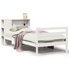 vidaXL Cama com estante sem colch&atilde;o 75x190 cm pinho maci&ccedil;o branco