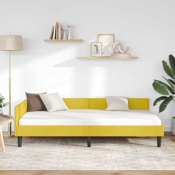 vidaXL Estrutura de Cama de Canto com cabeceira Amarelo 90 cm x 190 cm