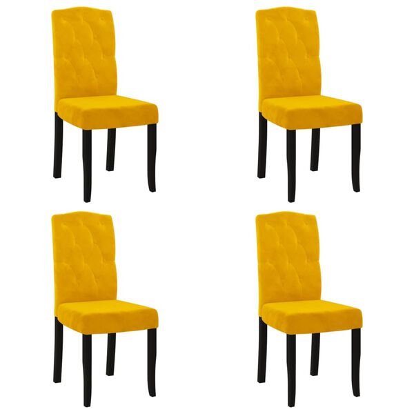 vidaXL Cadeiras de jantar 4 pcs veludo amarelo