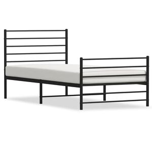 vidaXL Estrutura de cama com cabeceira e p&eacute;s 107x203 cm metal preto