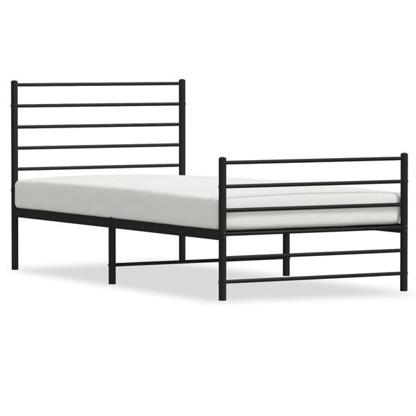 vidaXL Estrutura de cama com cabeceira e pés 107x203 cm metal preto