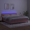 vidaXL Cama box spring c/ colch&atilde;o/LED 160x200 cm veludo rosa