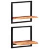 vidaXL Prateleiras de parede 2 pcs 40x24x35 cm ac&aacute;cia maci&ccedil;a e a&ccedil;o