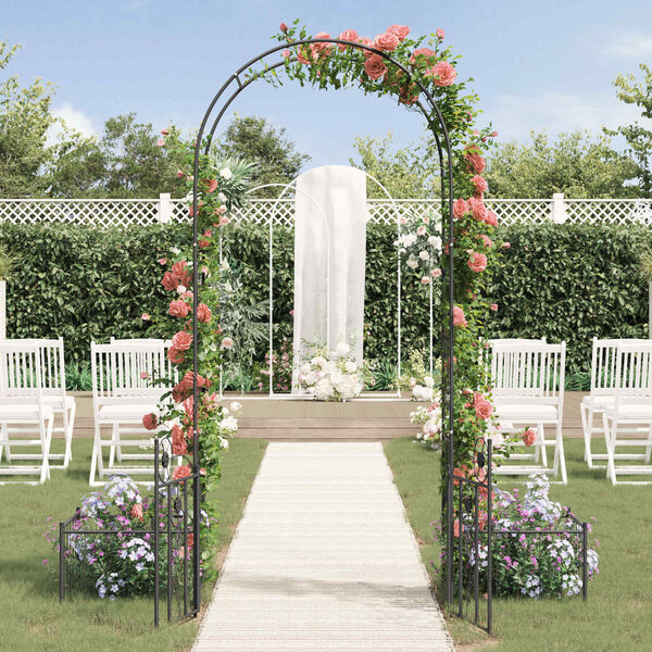 vidaXL Arco de Jardim com bloqueio Preto 203 x 50 x 218 cm