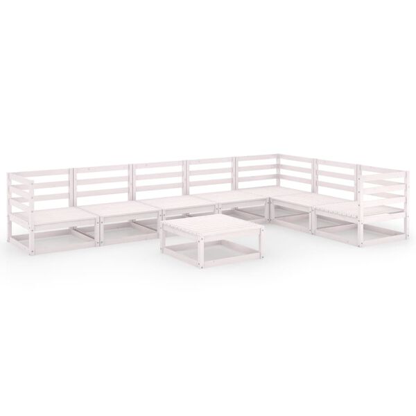 vidaXL 8 pcs conjunto lounge de jardim pinho s&oacute;lido branco