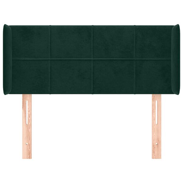 vidaXL Cabeceira de cama c/ abas veludo 83x16x78/88 cm verde-escuro