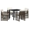 vidaXL Conjunto de Jantar para Jardim 5 unid. Castanho vime PE