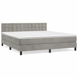 vidaXL Cama com molas/colch&atilde;o 180x200 cm veludo cinzento-claro