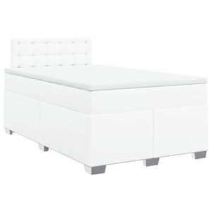 vidaXL Cama com molas/colch&atilde;o 120x200 cm couro artificial branco