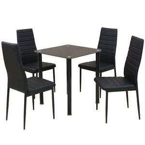 vidaXL Conjunto 5 pcs de mesa de jantar e cadeiras preto