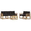 vidaXL Conjunto de Sof&aacute;s para Exterior 6 unid. 5 lugar Branco e Preto