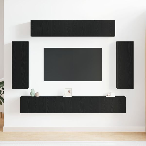 vidaXL Conjunto de m&oacute;vel de TV 6 pcs Carvalho Preto 100 x 30 x 30 cm