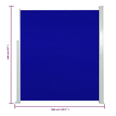 vidaXL Toldo lateral retrátil para pátio 160x300 cm azul