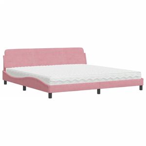 vidaXL Cama com colch&atilde;o Dover 200x200 cm veludo rosa