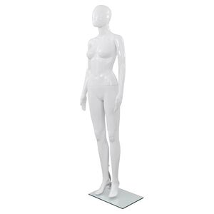 vidaXL Manequim feminino completo base em vidro 175cm branco brilhante