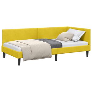 vidaXL Estrutura de Cama de Canto Amarelo 80 cm x 200 cm Veludo